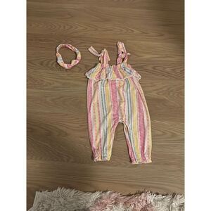 Jessica simpson pastel stripe romper 3-6M